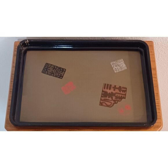 Vintage1920s Japanese Lacquerware Urushi Lacquer Embossed Gold Accents Tea Tray - Picture 4 of 13